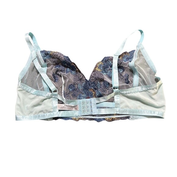 Adore Me Emilie 3x Bralette Bra Intimates Underwear Lace Blue Floral Embroidered - Picture 2 of 7